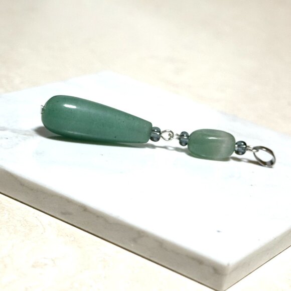 2/$20, Natural Green Aventurine Pendant, Genuine Gemstone Long Drop Pendant - Picture 4 of 11